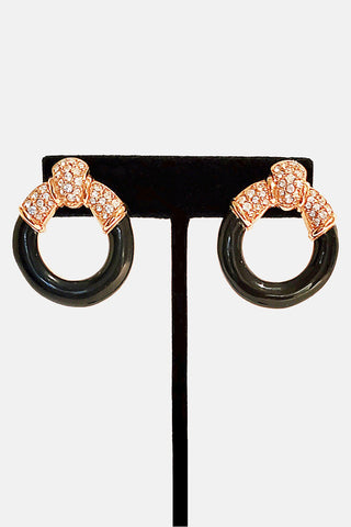 1980s  large Swarovski pierced loop shaped earrings