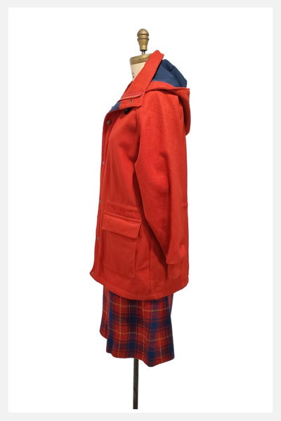 1980s red Woolrich hooded wool coat | medium