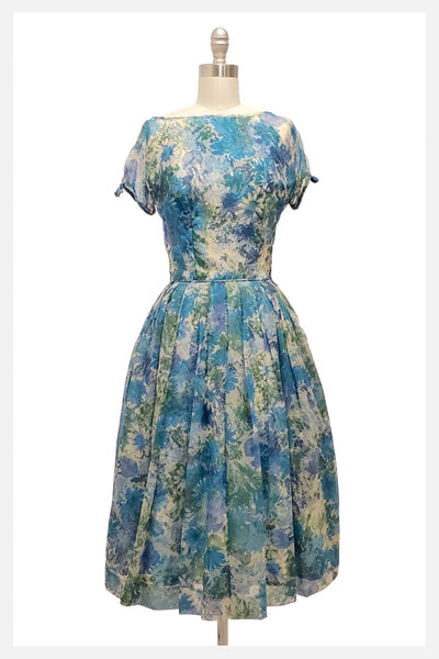 Tea Party | 1950s Vicky Vaughn chiffon dress | small