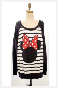 Official Disney Mini Mouse slouchy cotton sweater with beaded bow