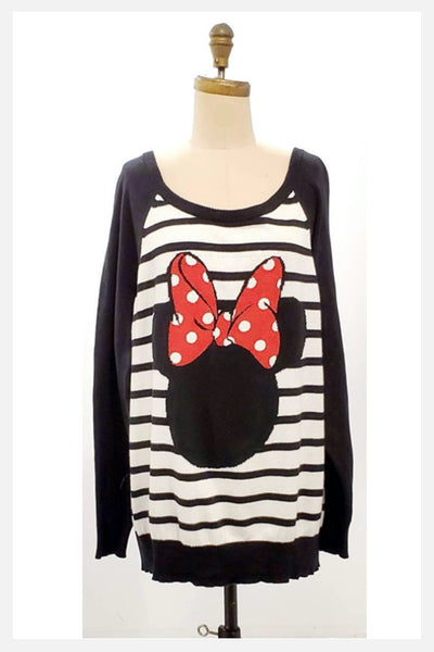 Official Disney Mini Mouse slouchy cotton sweater with beaded bow