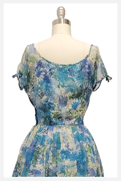 Tea Party | 1950s Vicky Vaughn chiffon dress | small