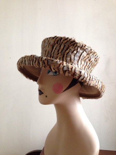 1980s designer Kokin feather couture hat