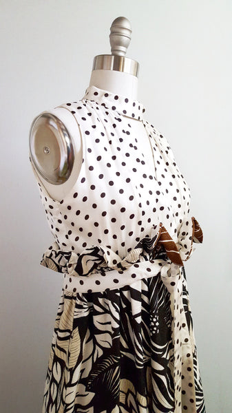 1960s vintage polka dot sheath dress | xsmall