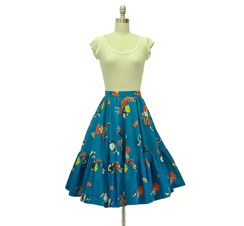 1950s full skirt with novelty print | size small