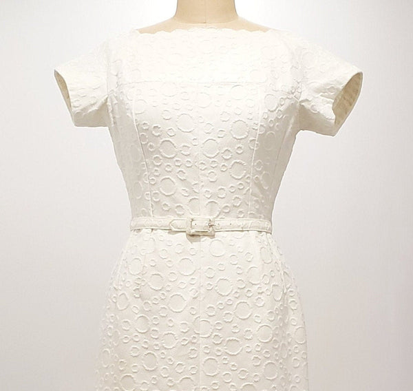 1960s white embossed sheath dress | small