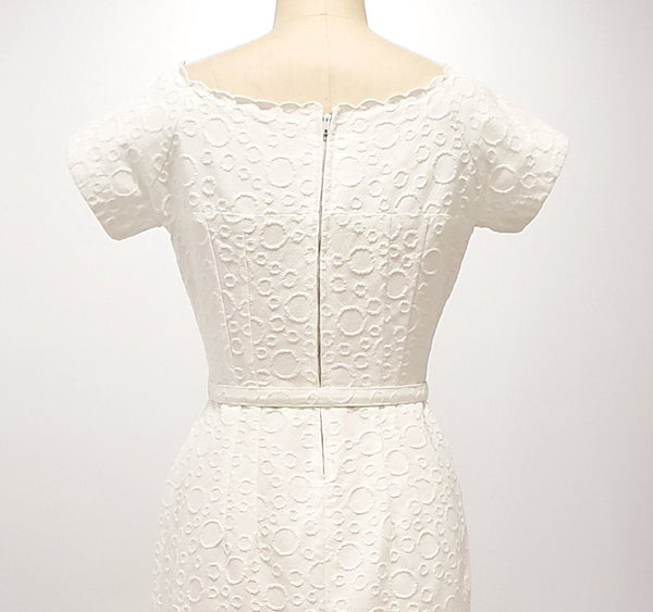 1960s white embossed sheath dress | small