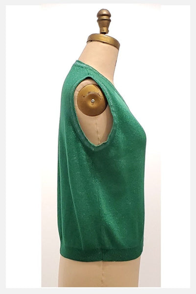 1960s lurex green vest | medium