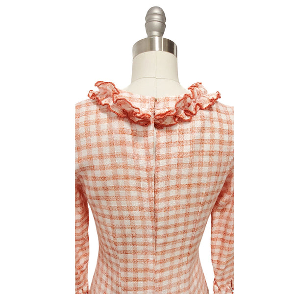 1960s gingham dress with ruffle | Xsmall