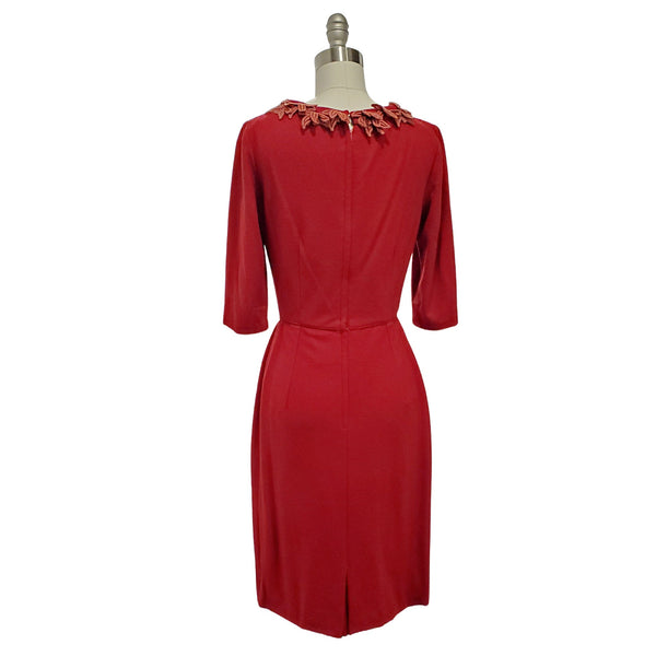 1960s red wiggle dress with floral accents | small-xsmall