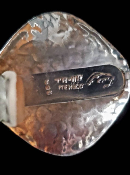1960s Modernist signed FER'S Mexico 925 Sterling Gemstones Clip on Earrings | 25 grams