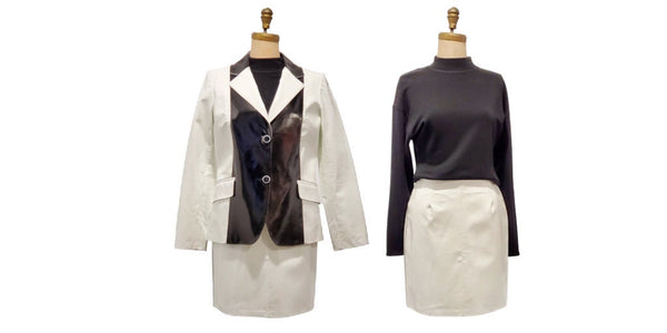 1980s black and white patent leather suit | Wolff of Canada | medium