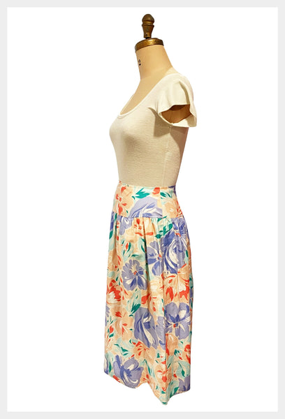 1980s floral skirt | 80s Jaclyn Smith skirt | size small-medium