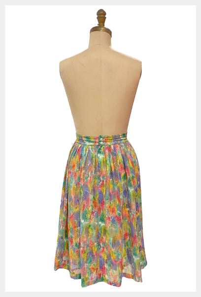 Vintage 1980s pastel gathered chiffon jacquard skirt