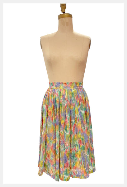 Vintage 1980s pastel gathered chiffon jacquard skirt