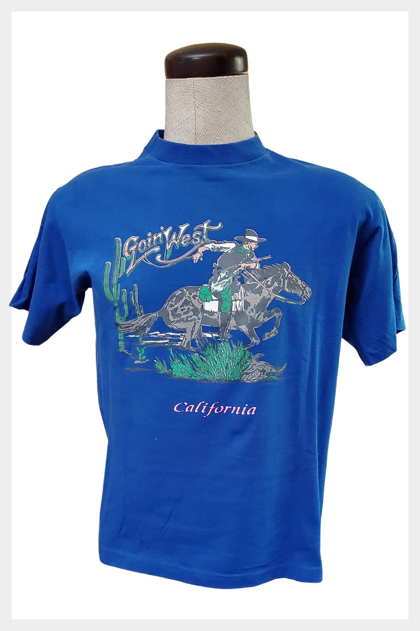 1970s blue California souvenir t- shirt  | 70s western t-shirt | Size Mens M-L